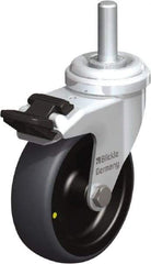 Blickle - 3" Diam x 63/64" Wide x 3-27/32" OAH Stem Mount Swivel Caster with Brake - Rubber Elastomer (TPE), 110 Lb Capacity, Plain Bore Bearing, 3/8 x 1-13/16" Threaded Stem - Eagle Tool & Supply