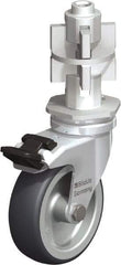 Blickle - 3" Diam x 63/64" Wide x 4" OAH Metal Expander Mount Swivel Caster with Brake - Rubber Elastomer (TPE), 165 Lb Capacity, Plain Bore Bearing, Metal Expander Stem - Eagle Tool & Supply