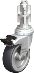 Blickle - 3" Diam x 63/64" Wide x 4" OAH Metal Expander Mount Swivel Caster with Brake - Rubber Elastomer (TPE), 165 Lb Capacity, Plain Bore Bearing, Metal Expander Stem - Eagle Tool & Supply