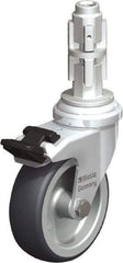 Blickle - 3" Diam x 63/64" Wide x 4" OAH Metal Expander Mount Swivel Caster with Brake - Rubber Elastomer (TPE), 165 Lb Capacity, Plain Bore Bearing, Metal Expander Stem - Eagle Tool & Supply