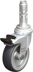 Blickle - 3" Diam x 63/64" Wide x 4" OAH Metal Expander Mount Swivel Caster with Brake - Rubber Elastomer (TPE), 165 Lb Capacity, Plain Bore Bearing, Metal Expander Stem - Eagle Tool & Supply