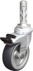 Blickle - 3" Diam x 63/64" Wide x 4" OAH Metal Expander Mount Swivel Caster with Brake - Rubber Elastomer (TPE), 165 Lb Capacity, Plain Bore Bearing, Metal Expander Stem - Eagle Tool & Supply