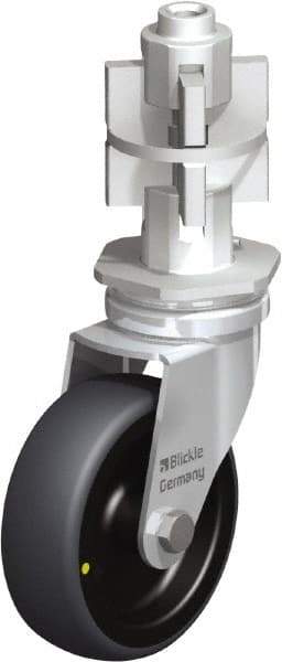 Blickle - 3" Diam x 63/64" Wide x 4" OAH Metal Expander Mount Swivel Caster - Rubber Elastomer (TPE), 110 Lb Capacity, Plain Bore Bearing, Metal Expander Stem - Eagle Tool & Supply