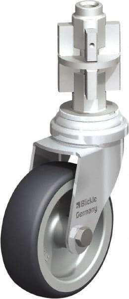 Blickle - 3" Diam x 63/64" Wide x 4" OAH Metal Expander Mount Swivel Caster - Rubber Elastomer (TPE), 165 Lb Capacity, Plain Bore Bearing, Metal Expander Stem - Eagle Tool & Supply
