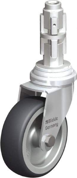 Blickle - 3" Diam x 63/64" Wide x 4" OAH Metal Expander Mount Swivel Caster - Rubber Elastomer (TPE), 165 Lb Capacity, Plain Bore Bearing, Metal Expander Stem - Eagle Tool & Supply