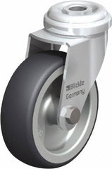Blickle - 3" Diam x 63/64" Wide x 3-55/64" OAH Hollow Kingpin Mount Swivel Caster - Rubber Elastomer (TPE), 165 Lb Capacity, Plain Bore Bearing, Hollow Kingpin Stem - Eagle Tool & Supply