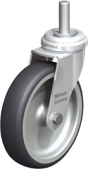 Blickle - 4" Diam x 63/64" Wide x 4-3/4" OAH Stem Mount Swivel Caster - Rubber Elastomer (TPE), 154 Lb Capacity, Plain Bore Bearing, 3/8 x 1-13/16" Threaded Stem - Eagle Tool & Supply