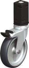 Blickle - 4" Diam x 63/64" Wide x 4-7/8" OAH Stem Mount Swivel Caster with Brake - Rubber Elastomer (TPE), 154 Lb Capacity, Plain Bore Bearing, Square Stem - Eagle Tool & Supply
