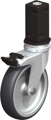 Blickle - 4" Diam x 63/64" Wide x 4-7/8" OAH Stem Mount Swivel Caster with Brake - Rubber Elastomer (TPE), 154 Lb Capacity, Plain Bore Bearing, Square Stem - Eagle Tool & Supply