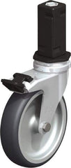 Blickle - 4" Diam x 63/64" Wide x 4-7/8" OAH Stem Mount Swivel Caster with Brake - Rubber Elastomer (TPE), 154 Lb Capacity, Plain Bore Bearing, Square Stem - Eagle Tool & Supply