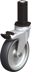 Blickle - 4" Diam x 63/64" Wide x 4-7/8" OAH Stem Mount Swivel Caster with Brake - Rubber Elastomer (TPE), 154 Lb Capacity, Plain Bore Bearing, Square Stem - Eagle Tool & Supply