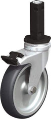 Blickle - 4" Diam x 63/64" Wide x 4-7/8" OAH Stem Mount Swivel Caster with Brake - Rubber Elastomer (TPE), 154 Lb Capacity, Plain Bore Bearing, Square Stem - Eagle Tool & Supply