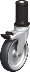 Blickle - 4" Diam x 63/64" Wide x 4-7/8" OAH Stem Mount Swivel Caster with Brake - Rubber Elastomer (TPE), 154 Lb Capacity, Plain Bore Bearing, Round Stem - Eagle Tool & Supply