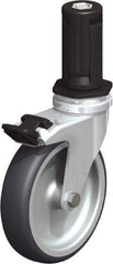 Blickle - 4" Diam x 63/64" Wide x 4-7/8" OAH Stem Mount Swivel Caster with Brake - Rubber Elastomer (TPE), 154 Lb Capacity, Plain Bore Bearing, Round Stem - Eagle Tool & Supply