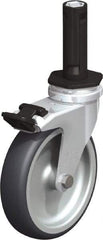 Blickle - 4" Diam x 63/64" Wide x 4-7/8" OAH Stem Mount Swivel Caster with Brake - Rubber Elastomer (TPE), 154 Lb Capacity, Plain Bore Bearing, Round Stem - Eagle Tool & Supply