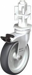 Blickle - 4" Diam x 63/64" Wide x 4-7/8" OAH Metal Expander Mount Swivel Caster with Brake - Rubber Elastomer (TPE), 154 Lb Capacity, Plain Bore Bearing, Metal Expander Stem - Eagle Tool & Supply