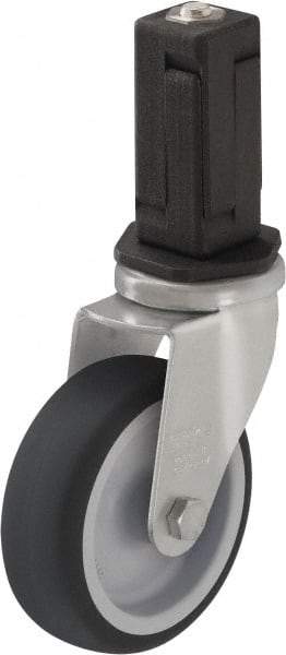 Blickle - 3" Diam x 63/64" Wide x 4" OAH Stem Mount Swivel Caster - Rubber Elastomer (TPE), 165 Lb Capacity, Plain Bore Bearing, Square Stem - Eagle Tool & Supply