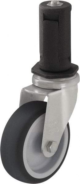 Blickle - 4" Diam x 63/64" Wide x 4-7/8" OAH Stem Mount Swivel Caster - Rubber Elastomer (TPE), 154 Lb Capacity, Plain Bore Bearing, Round Stem - Eagle Tool & Supply
