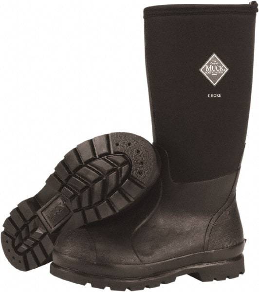 Honeywell - Men's Size 12 Wide Width Reinforced Knee Boot - Black, Neoprene Upper, Rubber Outsole, 16" High, Pull-On - Eagle Tool & Supply