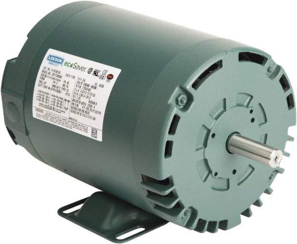 Leeson - 1/2 Max hp, 1,800 Max RPM, Premium Efficient Electric AC DC Motor - 230/460 V Input, Three Phase, 56 Frame, 5/8" Shaft Diam, Rigid Base Mount, ODP Enclosure - Eagle Tool & Supply