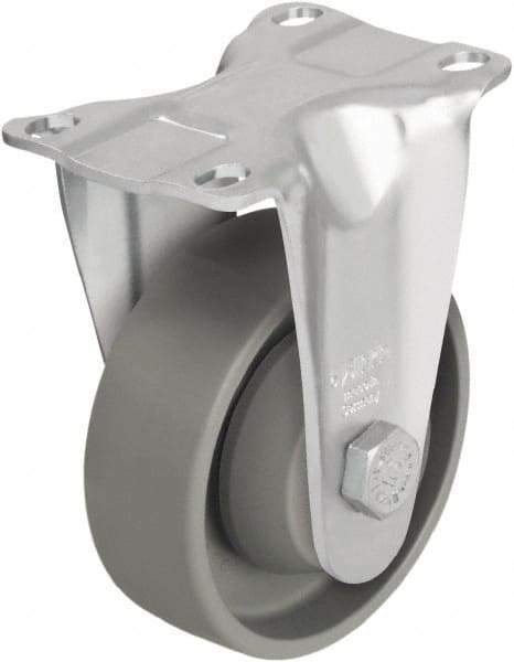 Blickle - 3-1/2" Diam x 1-1/4" Wide x 4-11/16" OAH Top Plate Mount Rigid Caster - Impact-Resistant Nylon, 400 Lb Capacity, Ball Bearing, 3-5/8 x 2-1/2" Plate - Eagle Tool & Supply