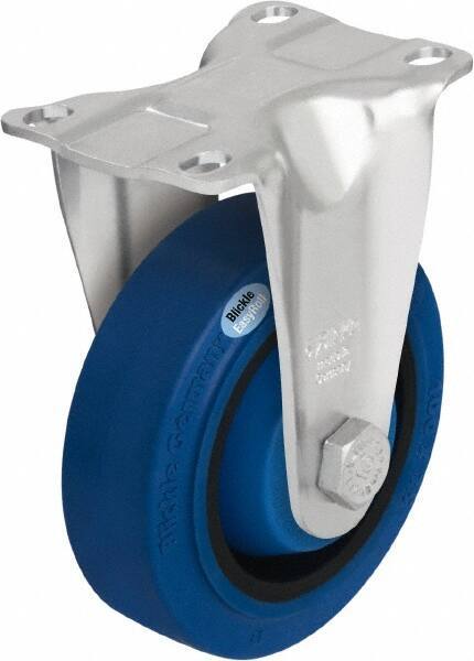 Blickle - 5" Diam x 1-3/8" Wide x 6-1/8" OAH Top Plate Mount Rigid Caster - Solid Rubber, 400 Lb Capacity, Ball Bearing, 3-5/8 x 2-1/2" Plate - Eagle Tool & Supply