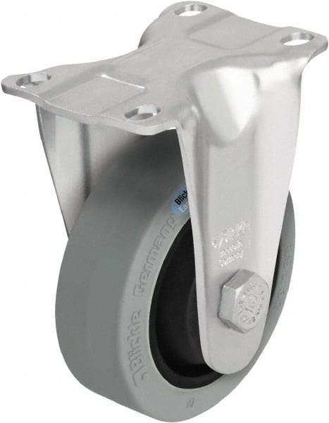Blickle - 5" Diam x 1-3/8" Wide x 6-1/8" OAH Top Plate Mount Rigid Caster - Solid Rubber, 400 Lb Capacity, Ball Bearing, 3-5/8 x 2-1/2" Plate - Eagle Tool & Supply