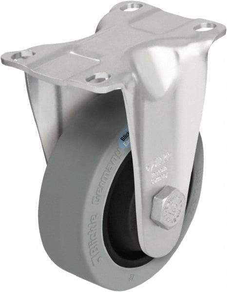 Blickle - 3-1/2" Diam x 1-1/4" Wide x 4-11/16" OAH Top Plate Mount Rigid Caster - Solid Rubber, 350 Lb Capacity, Ball Bearing, 3-5/8 x 2-1/2" Plate - Eagle Tool & Supply
