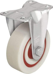 Blickle - 4" Diam x 1-3/8" Wide x 5-1/8" OAH Top Plate Mount Rigid Caster - Impact-Resistant Nylon, 400 Lb Capacity, Ball Bearing, 3-5/8 x 2-1/2" Plate - Eagle Tool & Supply