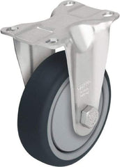 Blickle - 5" Diam x 1-1/4" Wide x 6-1/8" OAH Top Plate Mount Rigid Caster - Thermoplastic Polyurethane, 400 Lb Capacity, Ball Bearing, 3-5/8 x 2-1/2" Plate - Eagle Tool & Supply