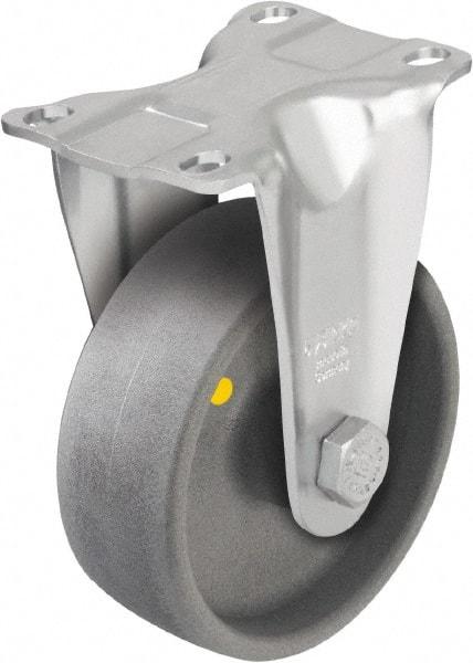Blickle - 4" Diam x 1-7/16" Wide x 5-1/8" OAH Top Plate Mount Rigid Caster - Impact-Resistant Nylon, 400 Lb Capacity, Plain Bore Bearing, 3-5/8 x 2-1/2" Plate - Eagle Tool & Supply