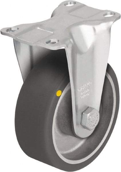 Blickle - 5" Diam x 1-9/16" Wide x 6-1/8" OAH Top Plate Mount Rigid Caster - Polyurethane-Elastomer Blickle Softhane, 400 Lb Capacity, Ball Bearing, 3-5/8 x 2-1/2" Plate - Eagle Tool & Supply