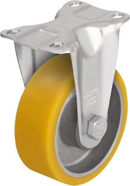 Blickle - 5" Diam x 1-9/16" Wide x 6-1/8" OAH Top Plate Mount Rigid Caster - Polyurethane-Elastomer Blickle Softhane, 400 Lb Capacity, Ball Bearing, 3-5/8 x 2-1/2" Plate - Eagle Tool & Supply