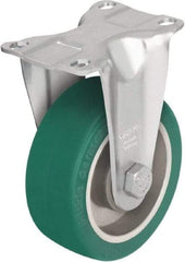 Blickle - 4" Diam x 1-9/16" Wide x 5-1/8" OAH Top Plate Mount Rigid Caster - Polyurethane-Elastomer Blickle Softhane, 400 Lb Capacity, Ball Bearing, 3-5/8 x 2-1/2" Plate - Eagle Tool & Supply
