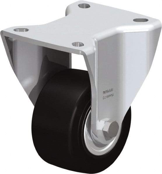 Blickle - 3" Diam x 1-49/64" Wide x 4-23/32" OAH Top Plate Mount Rigid Caster - Solid Rubber, 440 Lb Capacity, Ball Bearing, 3-15/16 x 3-3/8" Plate - Eagle Tool & Supply