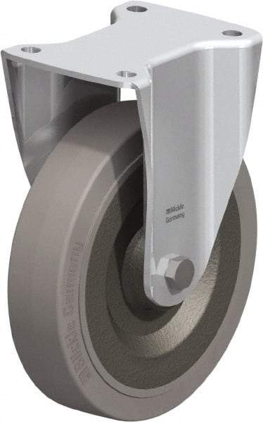 Blickle - 8" Diam x 1-31/32" Wide x 9-41/64" OAH Top Plate Mount Rigid Caster - Solid Rubber, 1,320 Lb Capacity, Ball Bearing, 5-1/2 x 4-3/8" Plate - Eagle Tool & Supply