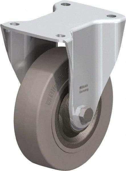 Blickle - 6-1/2" Diam x 1-31/32" Wide x 7-61/64" OAH Top Plate Mount Rigid Caster - Solid Rubber, 990 Lb Capacity, Ball Bearing, 5-1/2 x 4-3/8" Plate - Eagle Tool & Supply