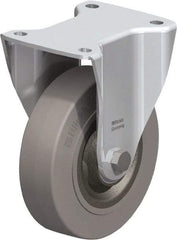 Blickle - 6-1/2" Diam x 1-31/32" Wide x 7-61/64" OAH Top Plate Mount Rigid Caster - Solid Rubber, 990 Lb Capacity, Ball Bearing, 5-1/2 x 4-3/8" Plate - Eagle Tool & Supply