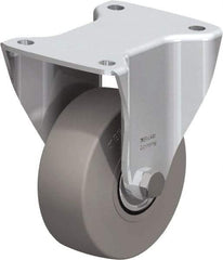 Blickle - 5" Diam x 1-31/32" Wide x 6-11/16" OAH Top Plate Mount Rigid Caster - Solid Rubber, 704 Lb Capacity, Ball Bearing, 5-1/2 x 4-3/8" Plate - Eagle Tool & Supply
