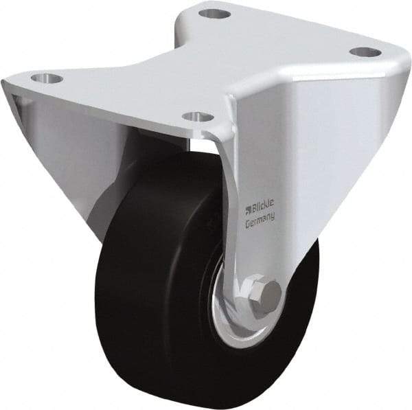 Blickle - 4" Diam x 1-17/32" Wide x 6-1/2" OAH Top Plate Mount Rigid Caster - Solid Rubber, 594 Lb Capacity, Ball Bearing, 5-1/2 x 4-3/8" Plate - Eagle Tool & Supply
