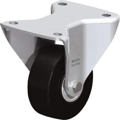 Blickle - 4" Diam x 1-17/32" Wide x 6-1/2" OAH Top Plate Mount Rigid Caster - Solid Rubber, 594 Lb Capacity, Ball Bearing, 5-1/2 x 4-3/8" Plate - Eagle Tool & Supply