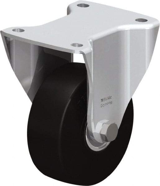 Blickle - 5" Diam x 1-31/32" Wide x 6-11/16" OAH Top Plate Mount Rigid Caster - Solid Rubber, 704 Lb Capacity, Ball Bearing, 5-1/2 x 4-3/8" Plate - Eagle Tool & Supply
