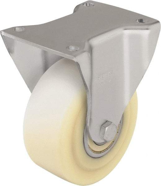 Blickle - 5" Diam x 2-5/32" Wide x 6-11/16" OAH Top Plate Mount Rigid Caster - Impact-Resistant Cast Nylon, 1,980 Lb Capacity, Ball Bearing, 5-1/2 x 4-3/8" Plate - Eagle Tool & Supply