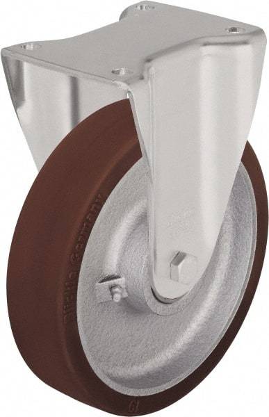 Blickle - 10" Diam x 2-23/64" Wide x 11-39/64" OAH Top Plate Mount Rigid Caster - Polyurethane-Elastomer Blickle Softhane, 1,980 Lb Capacity, Ball Bearing, 5-1/2 x 4-3/8" Plate - Eagle Tool & Supply