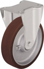 Blickle - 8" Diam x 1-31/32" Wide x 9-41/64" OAH Top Plate Mount Rigid Caster - Polyurethane-Elastomer Blickle Softhane, 1,980 Lb Capacity, Ball Bearing, 5-1/2 x 4-3/8" Plate - Eagle Tool & Supply