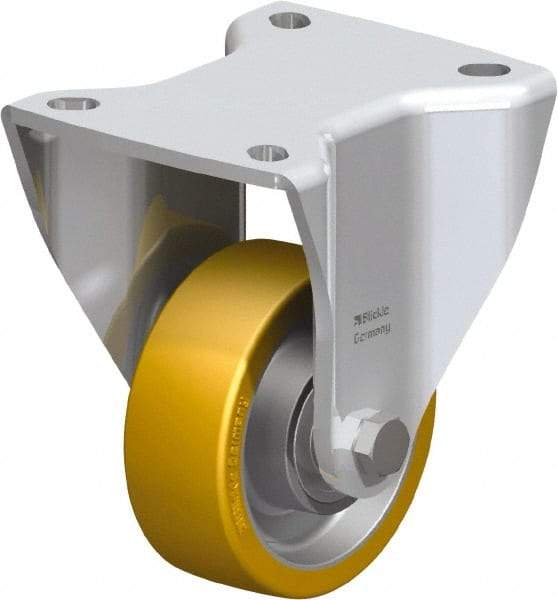Blickle - 3" Diam x 1-11/64" Wide x 4-23/32" OAH Top Plate Mount Rigid Caster - Polyurethane-Elastomer Blickle Softhane, 396 Lb Capacity, Ball Bearing, 3-15/16 x 3-3/8" Plate - Eagle Tool & Supply