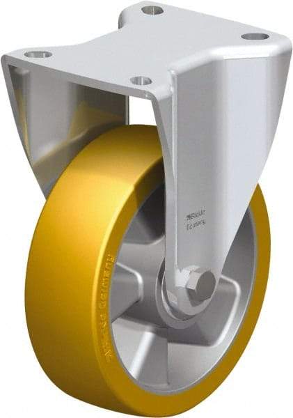 Blickle - 5" Diam x 1-37/64" Wide x 6-1/2" OAH Top Plate Mount Rigid Caster - Polyurethane-Elastomer Blickle Softhane, 770 Lb Capacity, Ball Bearing, 3-15/16 x 3-3/8" Plate - Eagle Tool & Supply
