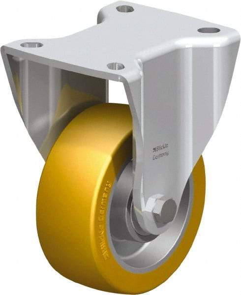 Blickle - 4" Diam x 1-37/64" Wide x 7-1/2" OAH Top Plate Mount Rigid Caster - Polyurethane-Elastomer Blickle Softhane, 770 Lb Capacity, Ball Bearing, 3-15/16 x 3-3/8" Plate - Eagle Tool & Supply