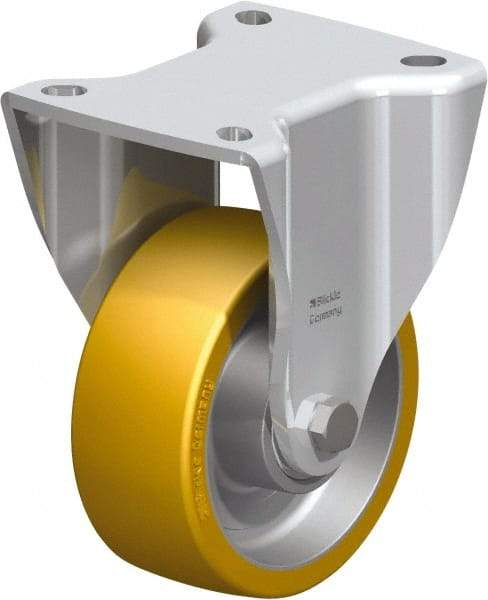 Blickle - 4" Diam x 1-37/64" Wide x 5-1/2" OAH Top Plate Mount Rigid Caster - Polyurethane-Elastomer Blickle Softhane, 550 Lb Capacity, Ball Bearing, 3-15/16 x 3-3/8" Plate - Eagle Tool & Supply