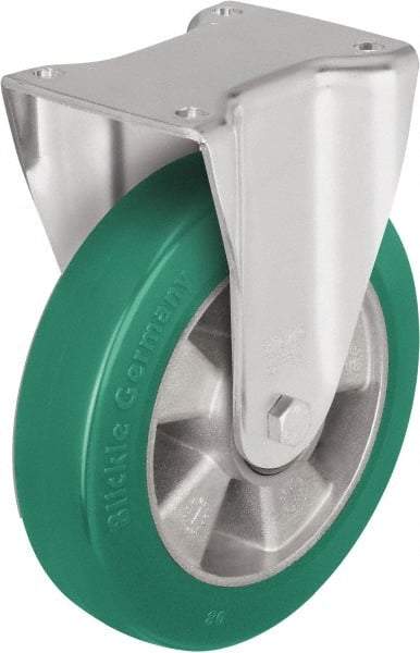 Blickle - 8" Diam x 1-31/32" Wide x 9-41/64" OAH Top Plate Mount Rigid Caster - Polyurethane-Elastomer Blickle Softhane, 1,540 Lb Capacity, Ball Bearing, 5-1/2 x 4-3/8" Plate - Eagle Tool & Supply